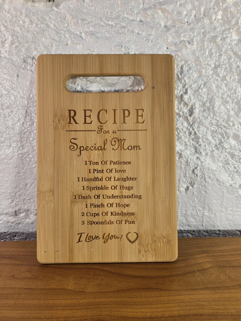 Recipe For a Special Mom Mothers Day Gift Cutting Board Engraved Bamboo Wood